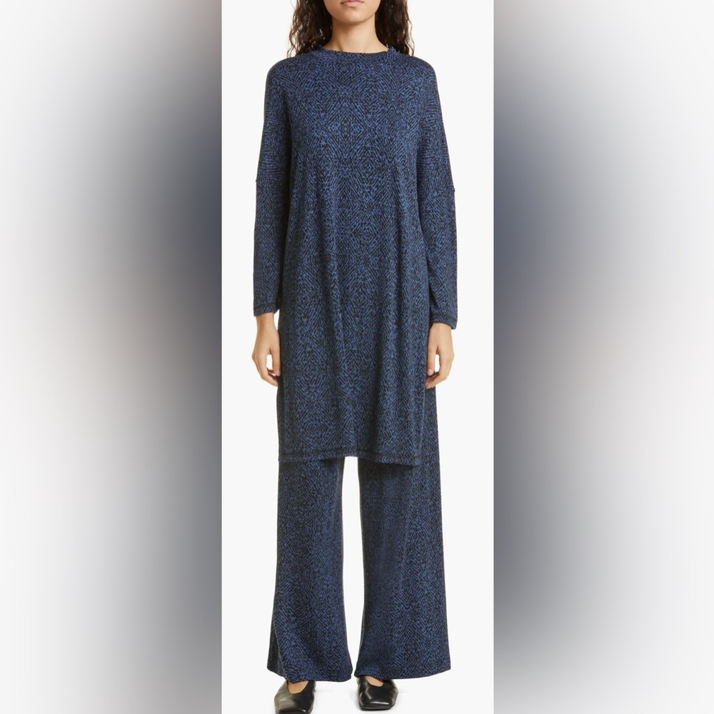 MASAI COPENHAGEN Lagenlook Wide Leg Geo Print Jersey Stretch Pull On Pant‎